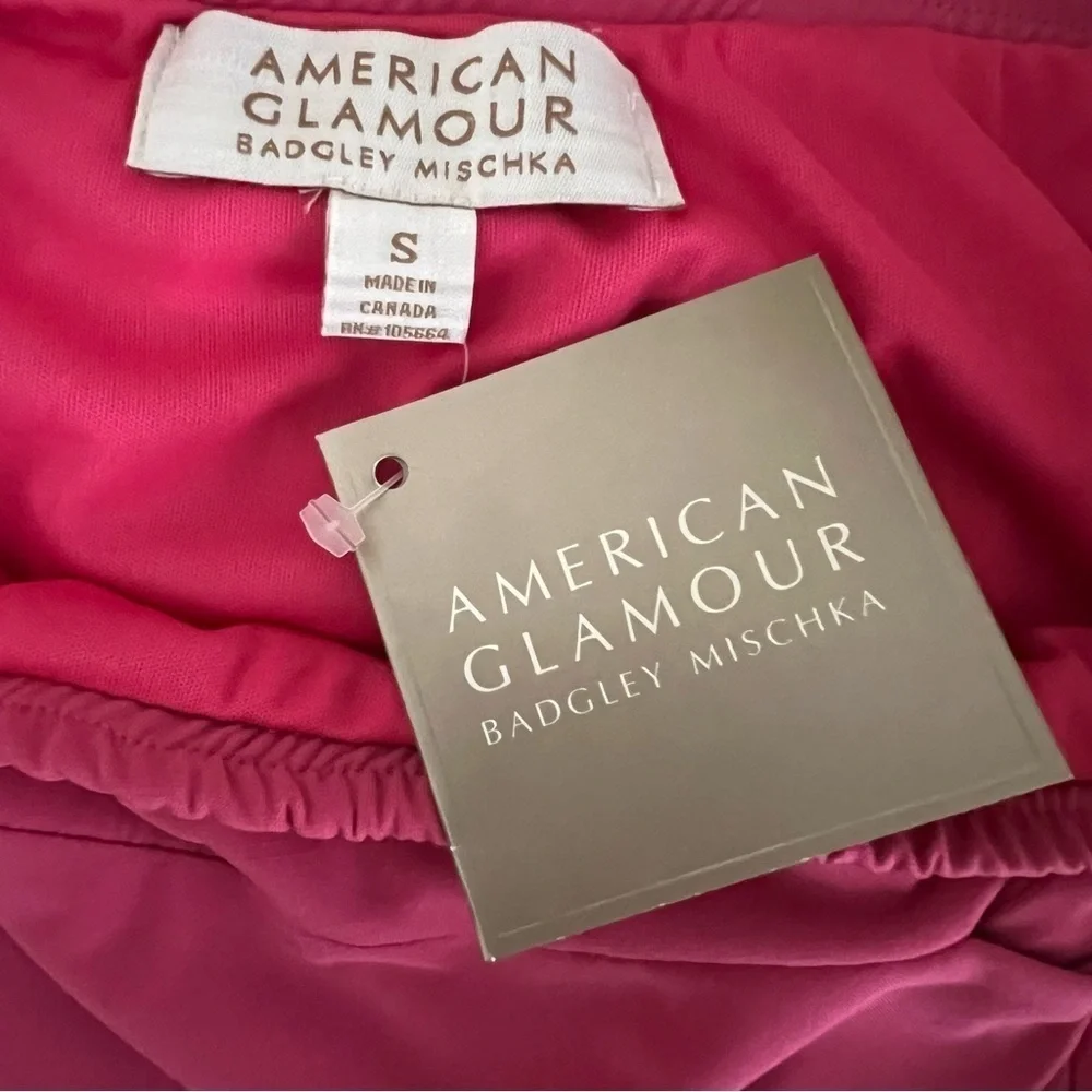 NEW Pull-on Bright Pink Midi Skirt Flowy American Glamour Badgley Mischka Small